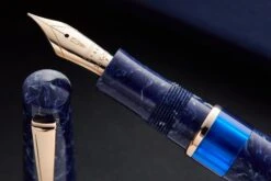 Delta Lapis Blue Celluloid Fountain Pen - Rosegold (Limited Edition) -Writing Tools Store Delta Lapis Blue Celluloid RoseGold 5
