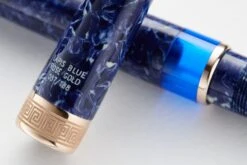 Delta Lapis Blue Celluloid Fountain Pen - Rosegold (Limited Edition) -Writing Tools Store Delta Lapis Blue Celluloid RoseGold 6