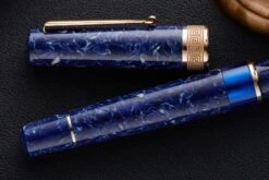 Delta Lapis Blue Celluloid Fountain Pen - Rosegold (Limited Edition) -Writing Tools Store Delta Lapis Blue Celluloid RoseGold 8