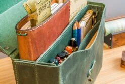 Galen Leather Writer's Medic Bag - Crazy Horse Forest Green -Writing Tools Store GL MedicBag Green stock 11