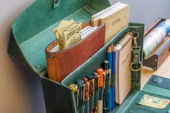 Galen Leather Writer's Medic Bag - Crazy Horse Forest Green -Writing Tools Store GL MedicBag Green stock 12