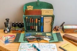Galen Leather Writer's Medic Bag - Crazy Horse Forest Green -Writing Tools Store GL MedicBag Green stock 7
