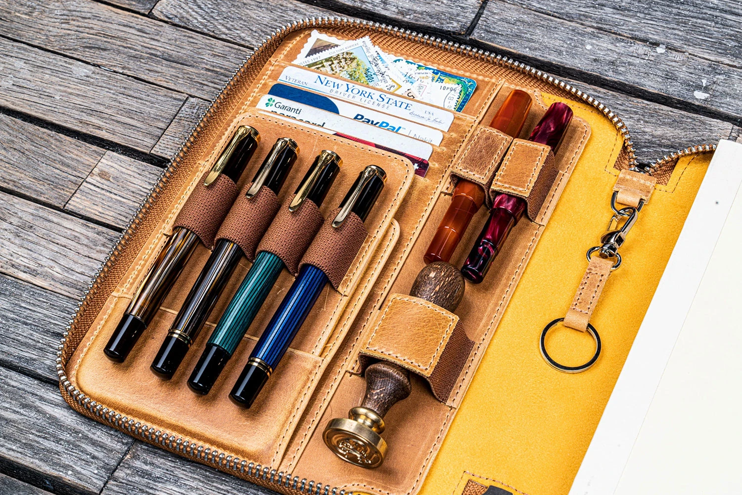 Galen Leather Zippered A5 Notebook Folio - Crazy Horse Honey Ochre 13 Galen Leather Zippered A5 Notebook Folio - Crazy Horse Honey Ochre - Image 13