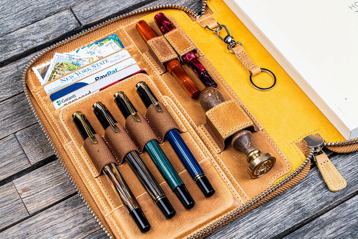 Galen Leather Zippered A5 Notebook Folio - Crazy Horse Honey Ochre 14 Galen Leather Zippered A5 Notebook Folio - Crazy Horse Honey Ochre - Image 14