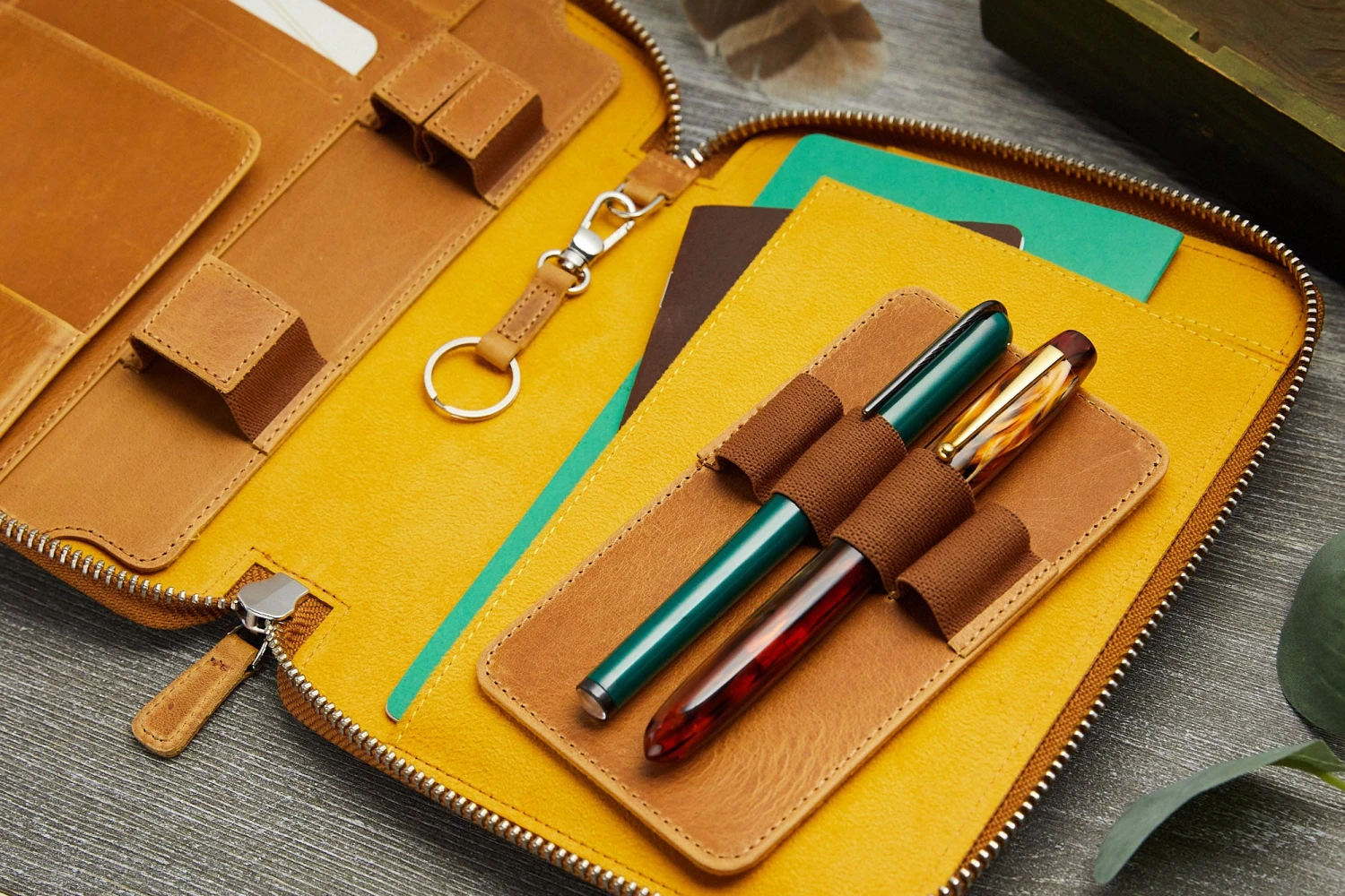 Galen Leather Zippered A5 Notebook Folio - Crazy Horse Honey Ochre 8 Galen Leather Zippered A5 Notebook Folio - Crazy Horse Honey Ochre - Image 8