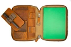 Galen Leather Zippered A5 Notebook Folio - Crazy Horse Brown -Writing Tools Store GalenLeather NotebookFolio A5 CrazyHorseBrown 13