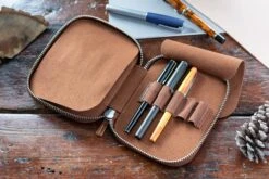 Galen Leather Zippered 10 Slot Pen Case - Brown -Writing Tools Store GalenLeather PenCase10 Brown 2