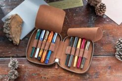 Galen Leather Zippered 10 Slot Pen Case - Brown -Writing Tools Store GalenLeather PenCase10 Brown 4