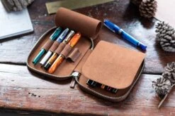 Galen Leather Zippered 10 Slot Pen Case - Brown -Writing Tools Store GalenLeather PenCase10 Brown 6