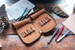 Galen Leather Zippered 10 Slot Pen Case - Brown -Writing Tools Store GalenLeather PenCase10 Brown 8