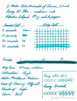 Jacques Herbin 1670 Emerald Of Chivor - 50ml Bottled Ink -Writing Tools Store InkReview JHerbin EmeraldofChivor 3