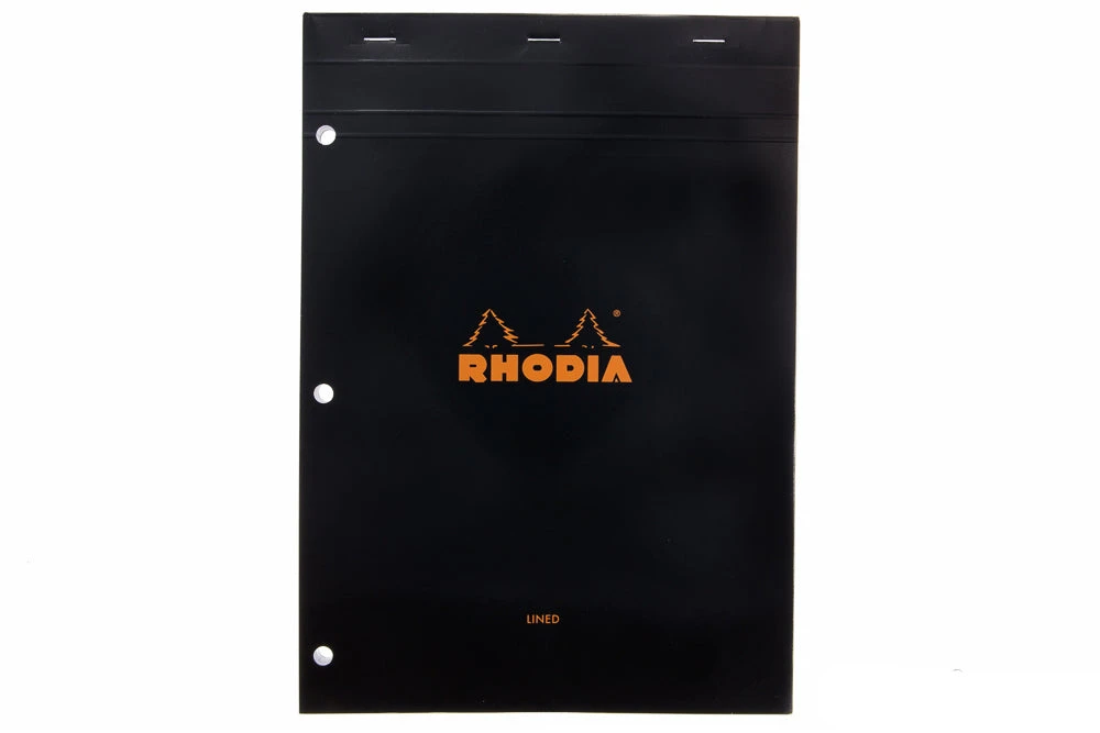 Rhodia No. 18 A4 Notepad - Black, Lined With 3-Hole Punch 1 Rhodia No. 18 A4 Notepad - Black, Lined With 3-Hole Punch