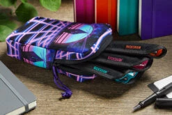 Rickshaw Bagworks Coozy Case - Synthscape -Writing Tools Store Rickshaw CoozyCase Synthscape PenSleeves BlkOrangePinkPeacock 3