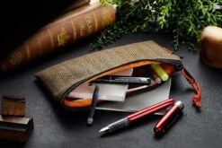 Rickshaw Bagworks Plush Pen/Gadget Pouch - Stout Brown/Mandarin -Writing Tools Store Rickshaw Pen Gadget Pouch Tweed 3